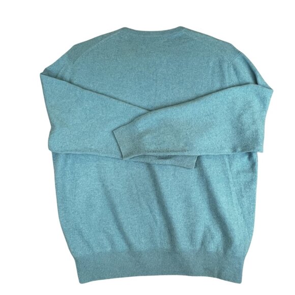 Arthur Guinness Mens XL Teal Sweater Blue 100% Cashmere Pullover V Neck Knit - Picture 4 of 9